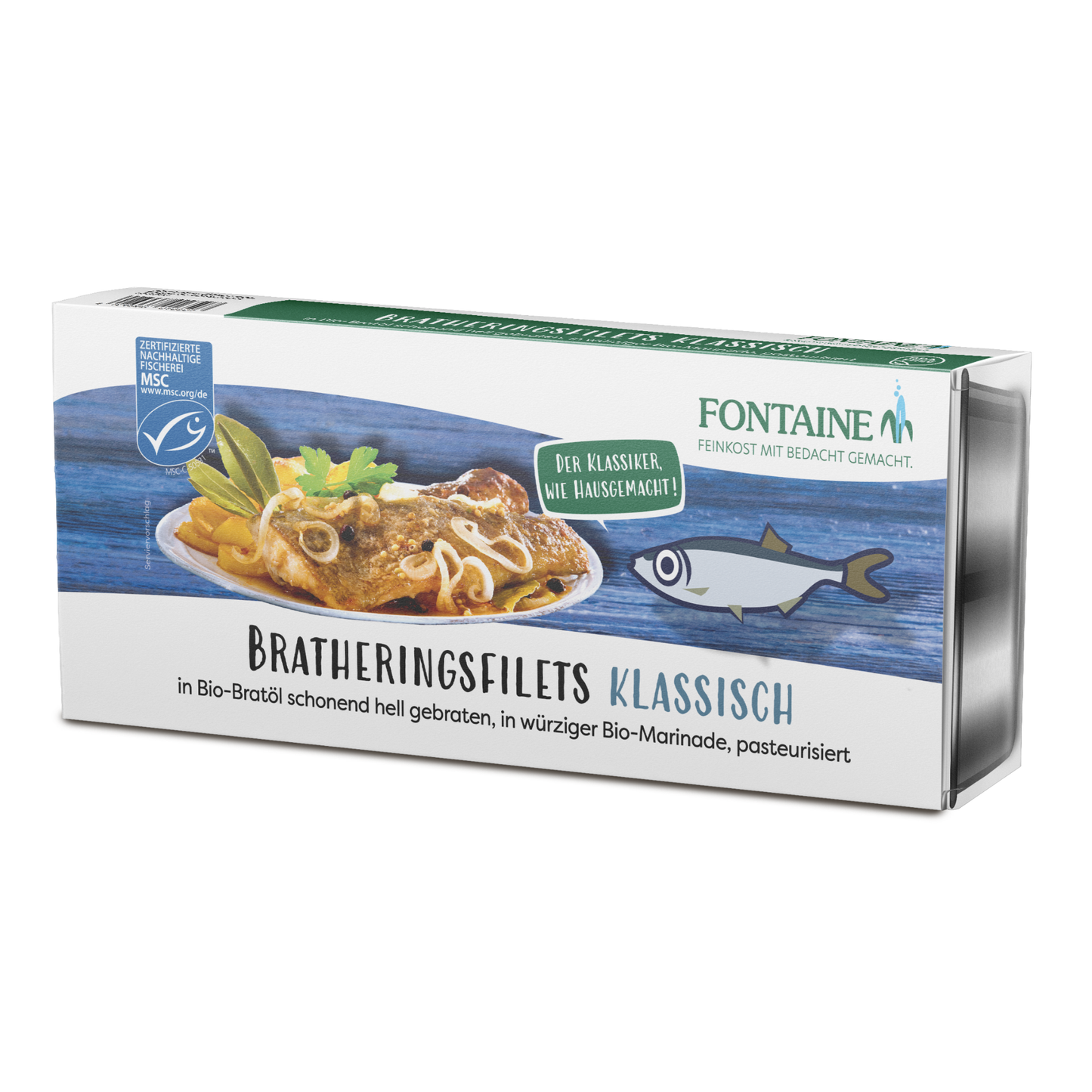 Eine Dose Bratheringsfilets freigestellt