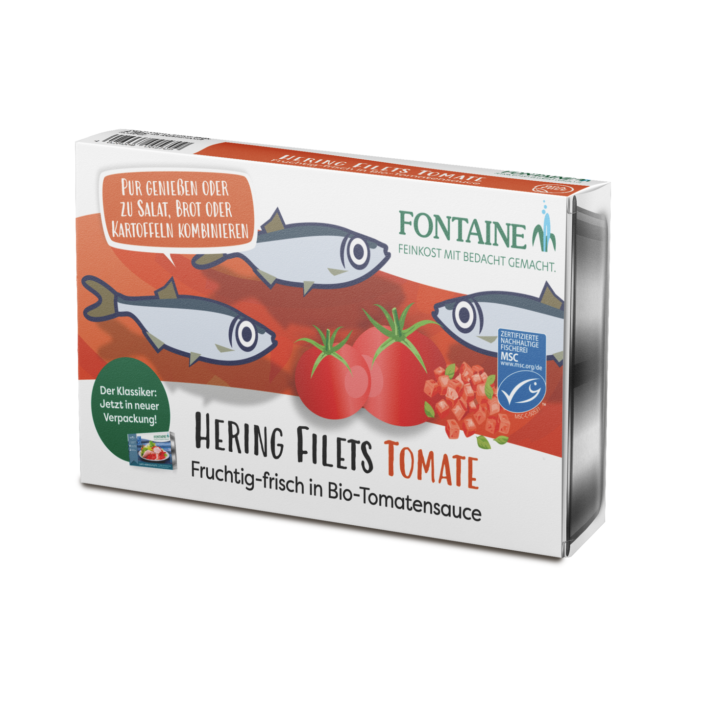 Eine Dose Hering Tomate freigestellt