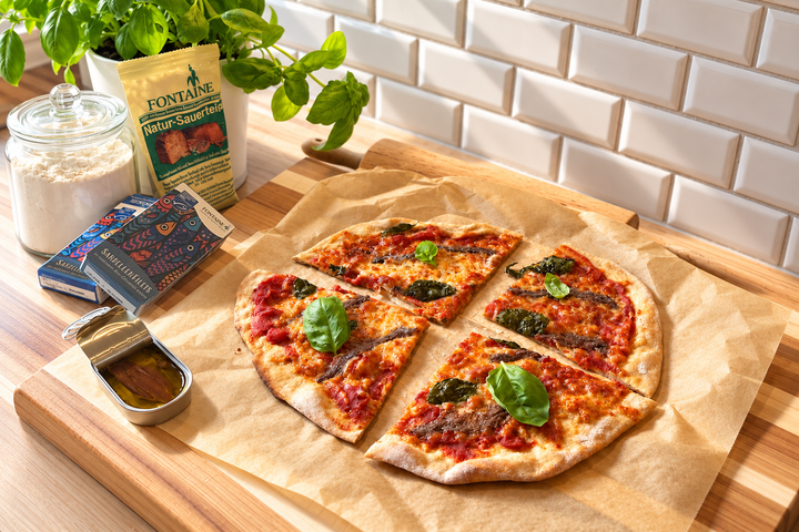 Sauerteig Pizza mit Sardellen