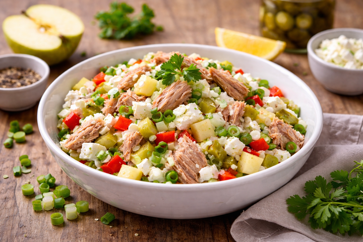 Thunfischsalat mit Hüttenkäse und Äpfeln