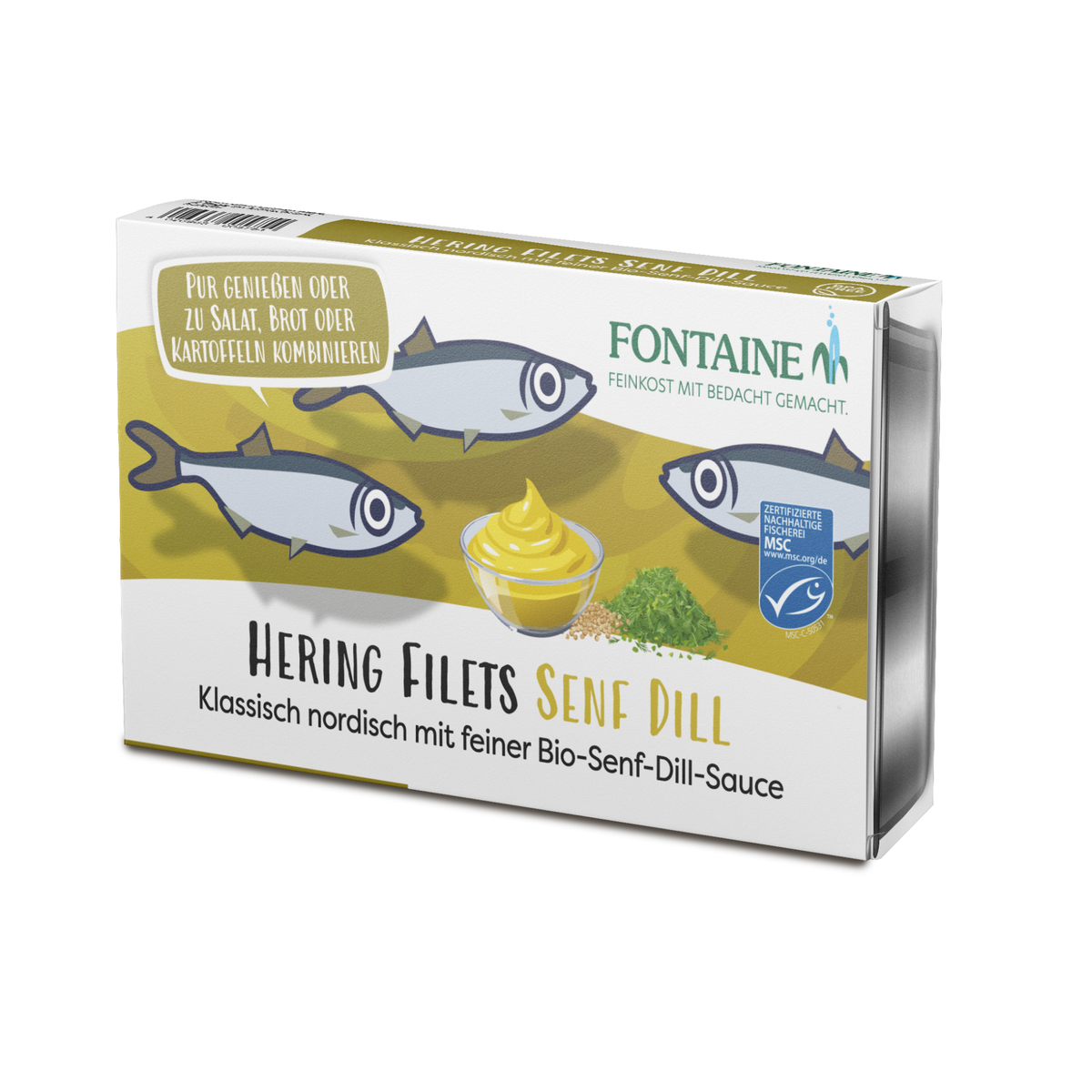 Eine Dose Hering Senf Dill freigestellt