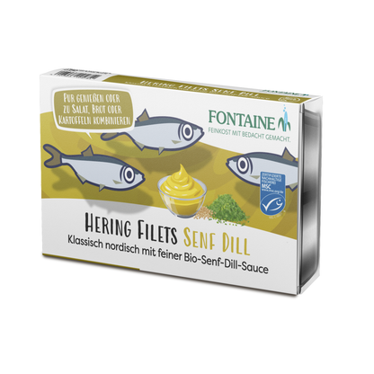 Eine Dose Hering Senf Dill freigestellt