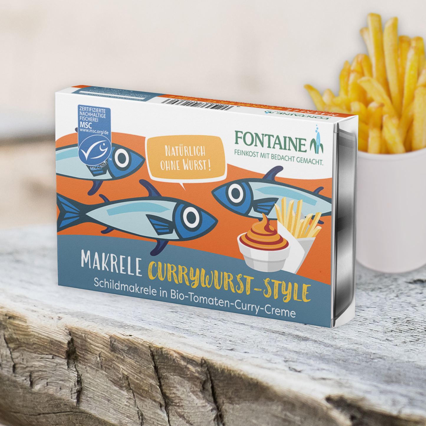 Makrele “Currywurststyle”- Schildmakrele in Bio-Tomaten-Curry-Creme
