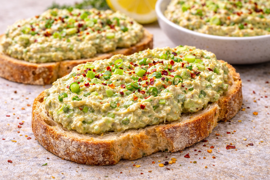 Thunfisch Avocado Paste auf frischem Brot