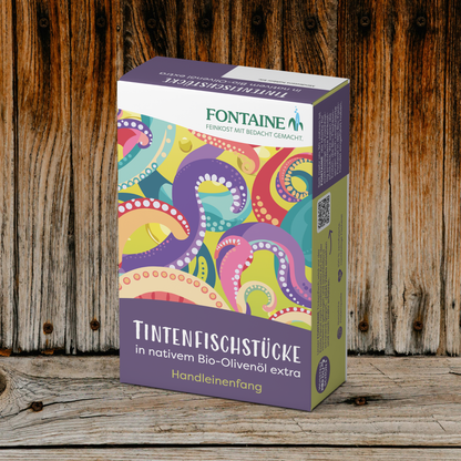 Tintenfischstücke in nativem Bio-Olivenöl extra