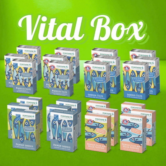 Vital Box mit 24 Feinkostdosen: Vielfalt, Qualität und ehrlicher Fischgeschmack