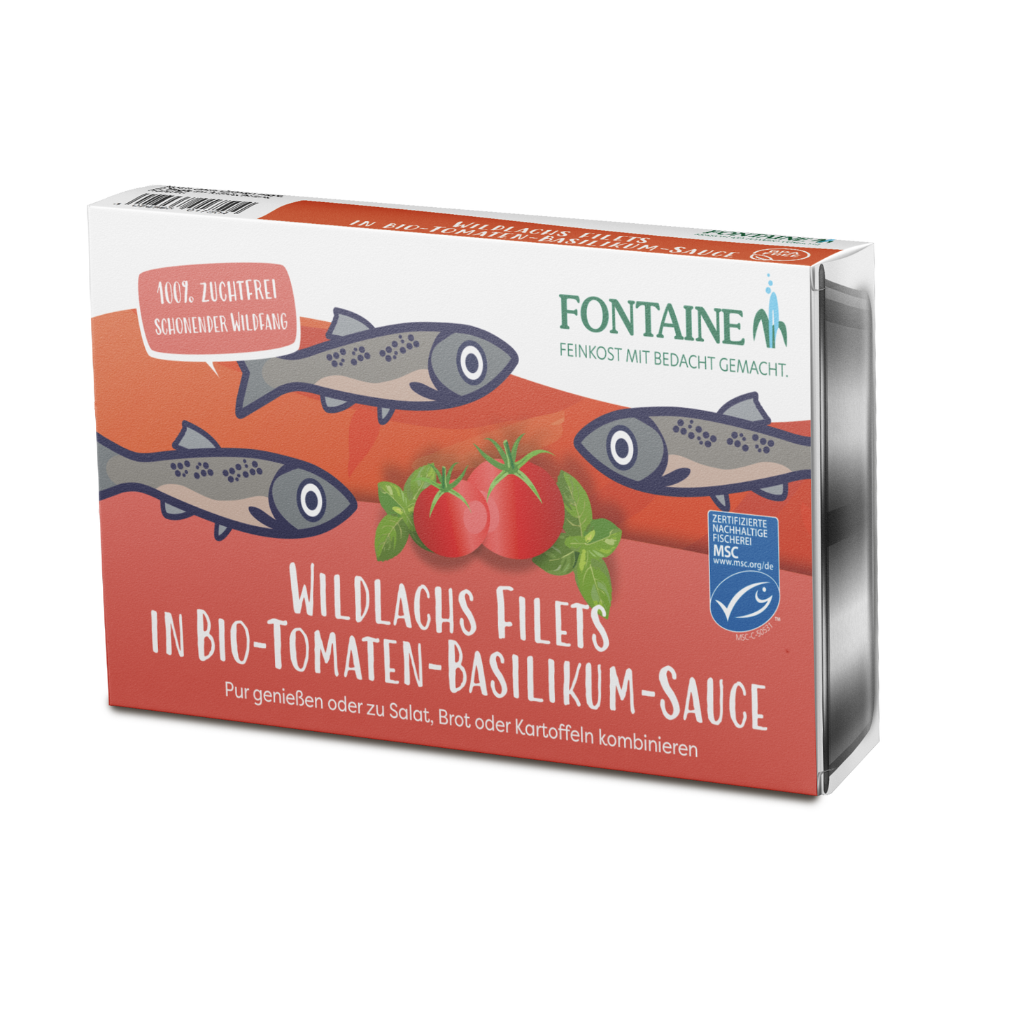 Wildlachs Filets in Bio-Tomaten-Basilikum-Sauce